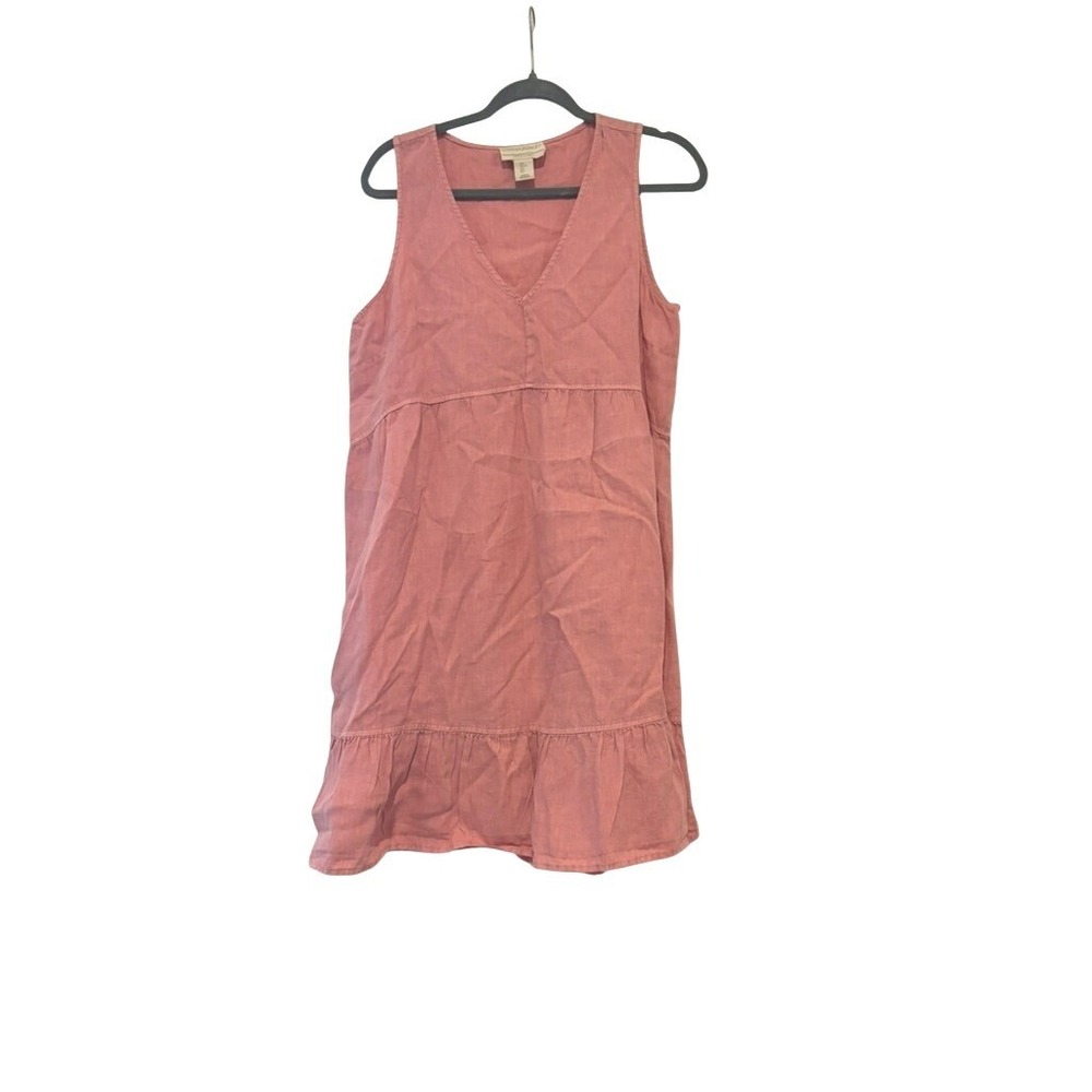 Sigrid Olsen boho dress sz L peachy pink linen sleeveless coastal sheath NN